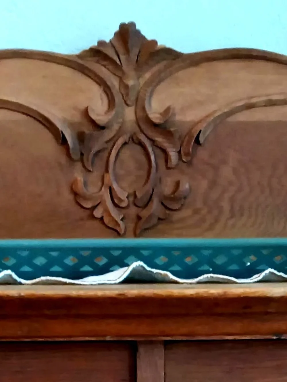 1950's Nashco Metal Hand-Painted Tole Floral Serving Tray - Teal Green